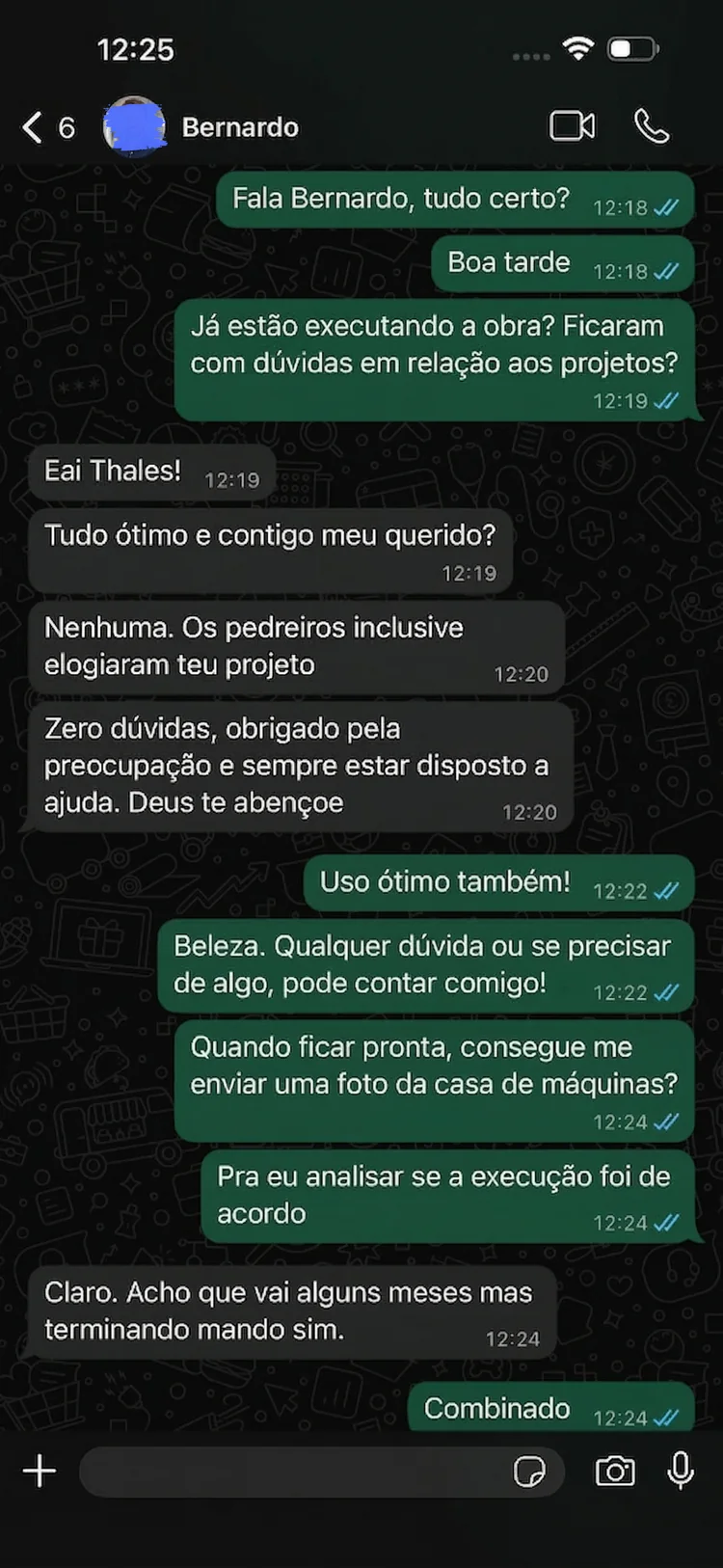 Cliente satisfeito com compatibilização BIM 3D de projeto de piscina — Bernardo